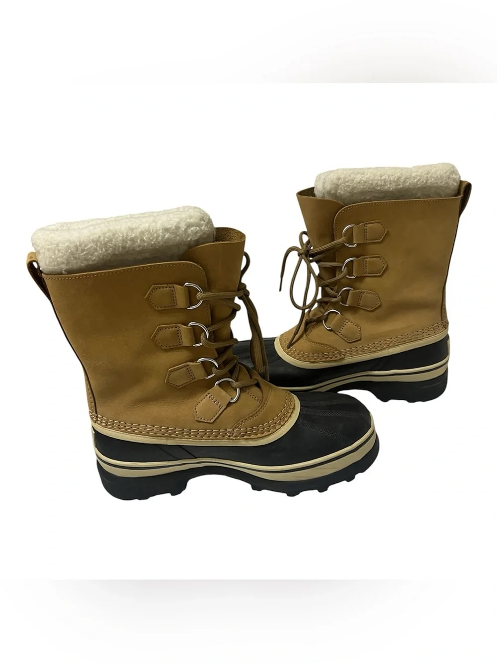 Sorel Women’s Caribou Waterproof Tan Leather Faux Fur Winter Boots SZ 7.5
